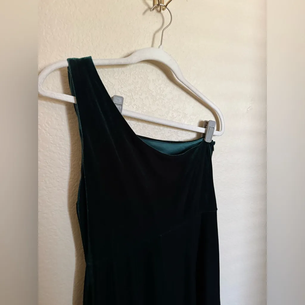 Birdy Grey velvet Kira dress size large‎ emerald green one shoulder formal gown - Image 6