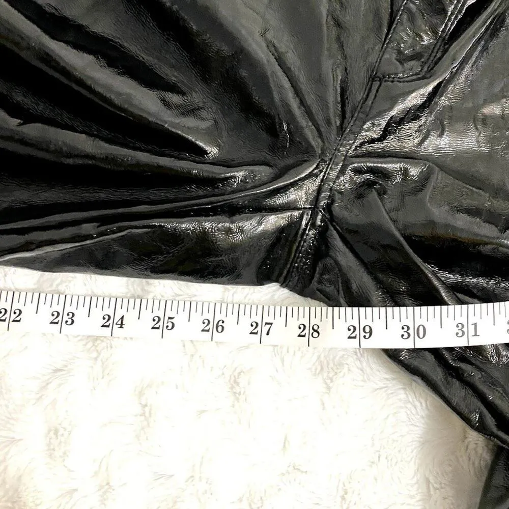 Zara Black Patent Pleather Biker Moto Zipper Straight Leg Edgy Trendy Pants S - Image 8
