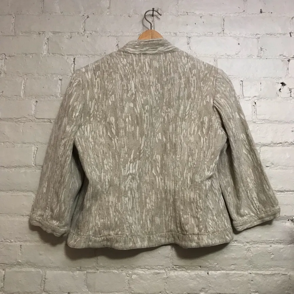 Coldwater Creek 6 100% Cotton Cream Tan Elbow Length Short Sleeve Blazer Jacket - Image 2