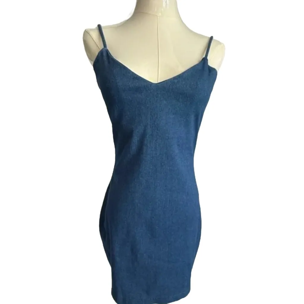 NWT Susana Monaco Dark Denim Slip Dress Women’s Small Stretch Mini Dress $198 - Image 8