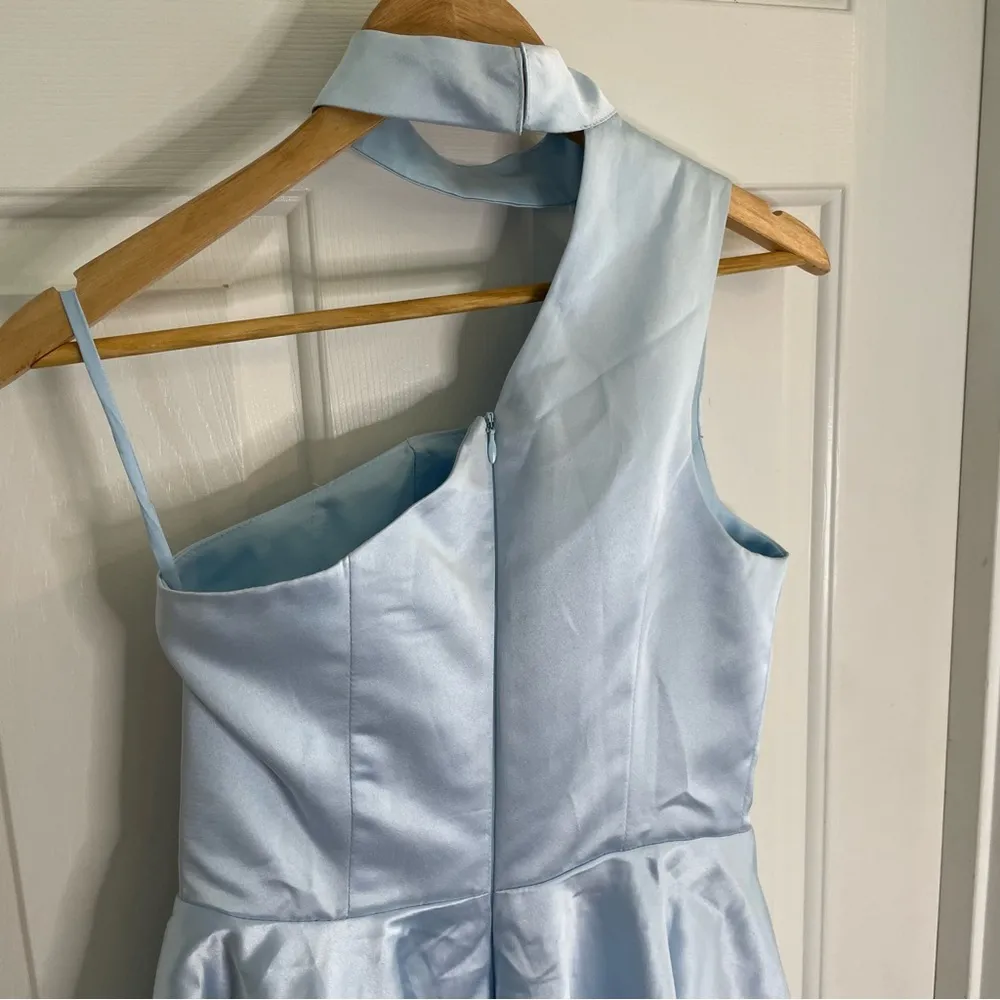 Boutique Cocktail dress pastel Blue Asymmetrical One-Shoulder one size y2k retro - Image 4