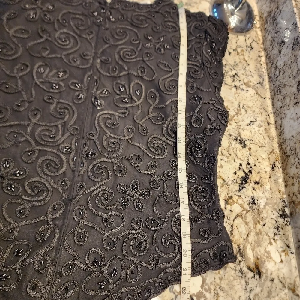 Laurence Kazar v cut shirt 1980’s Vintage Embellished Beaded silk Zip Blouse - Image 12