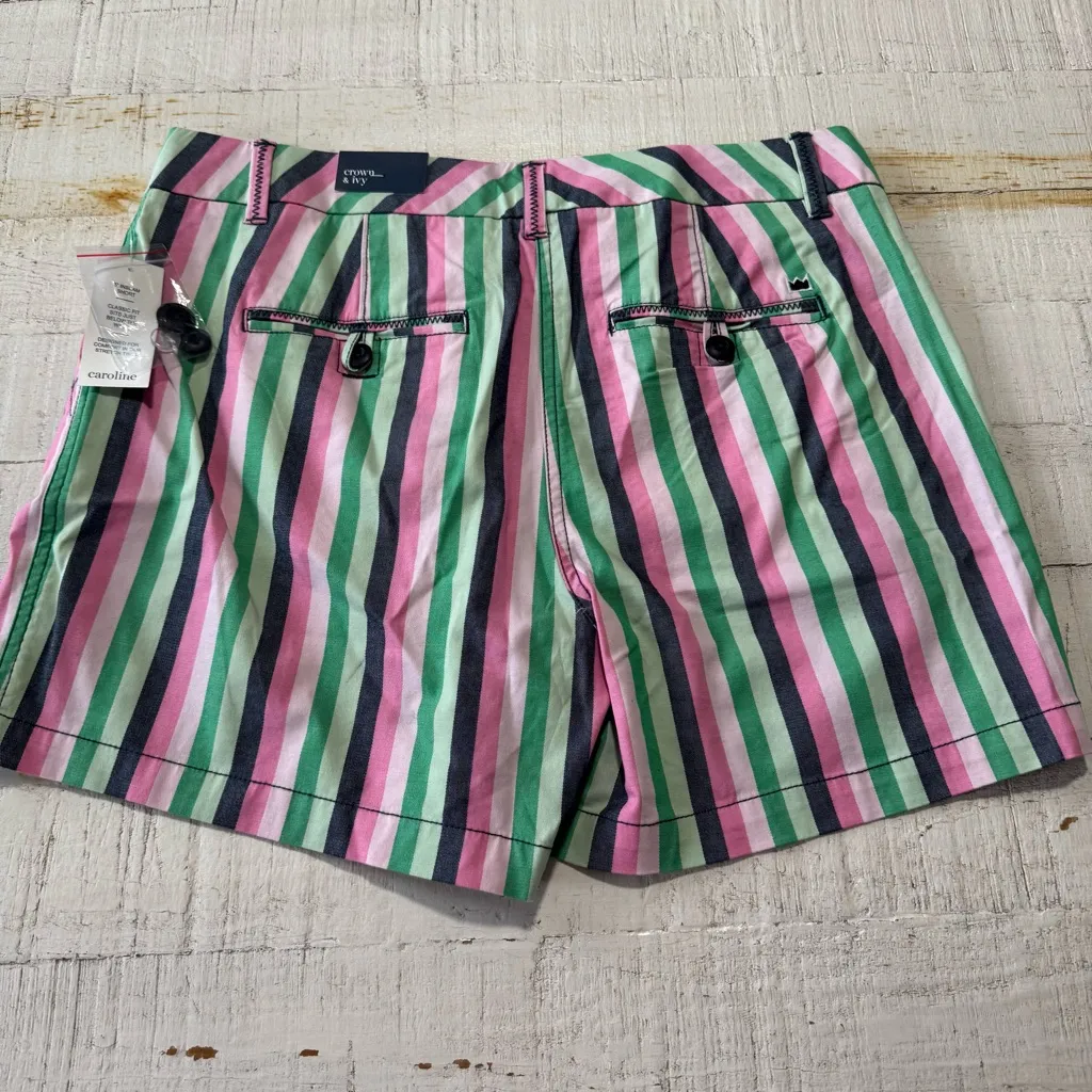 Crown & Ivy Caroline Striped Shorts‎ NWT size 8 Pink Green Navy 5” Inseam - Image 12