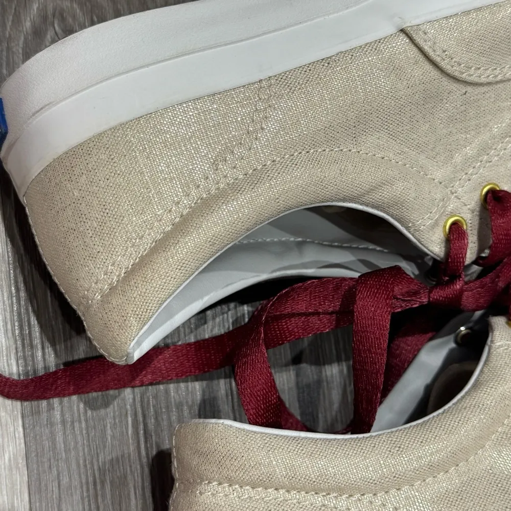 Keds Women's Cream Canvas Sneakers with Burgundy Laces - Image 10