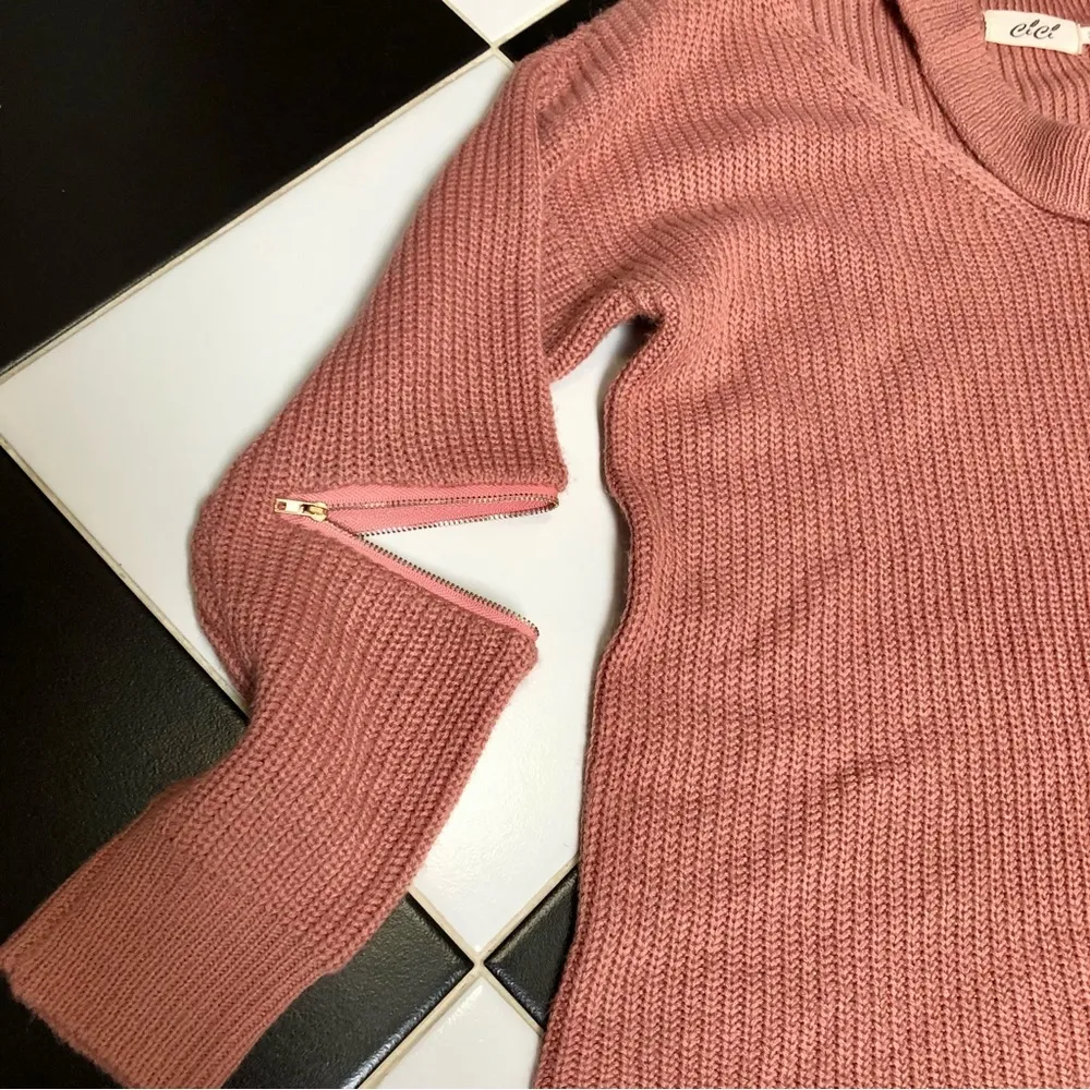Cici Muted Pink Dusty Rose Pullover Knit Sweater Collar Choker Boxy Coquette M/L Size M - Image 4