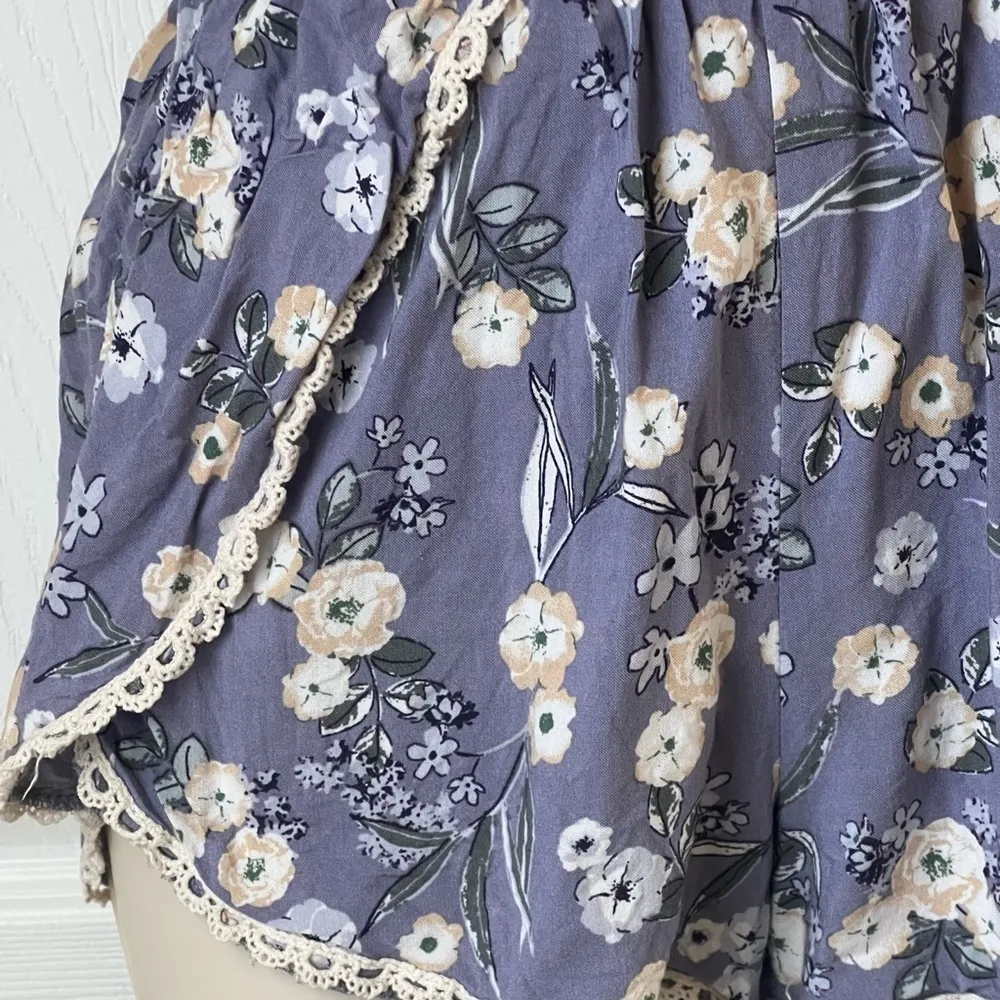 WET Seal Purple‎ Floral Strapless Romper Shorts Size XS - Image 4