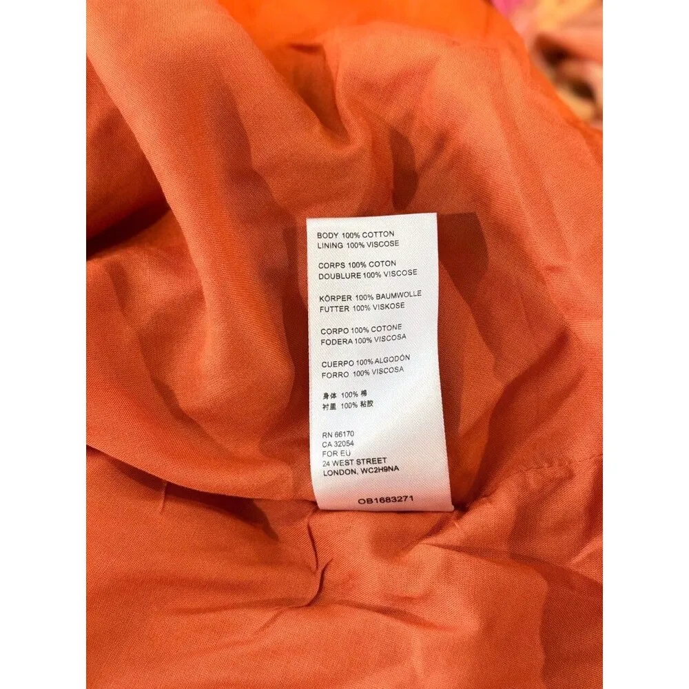 Free People Womens Dress Orange Endless Afternoon Mini Floral Puffed Boho Large - Image 5