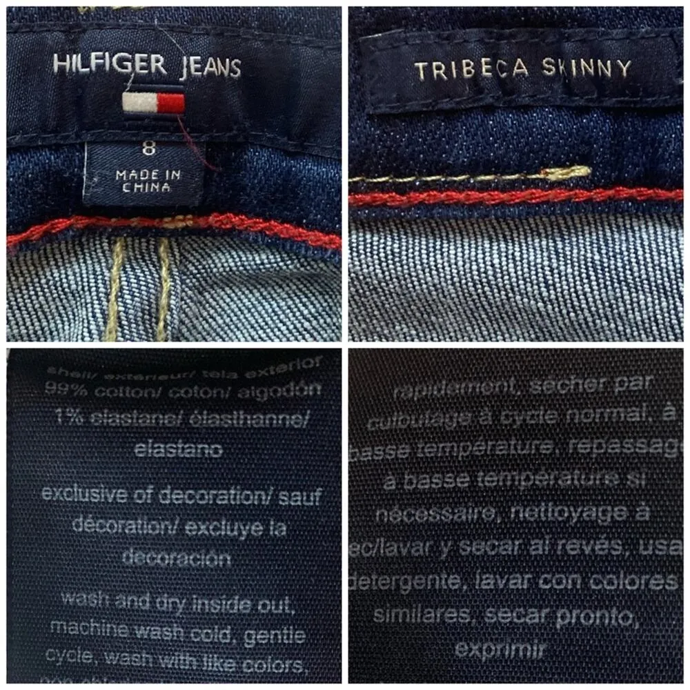 Tommy Hilfiger Tribeca Skinny 9" Mid Rise Red White Side Stripe Women's Jeans 8 - Image 12