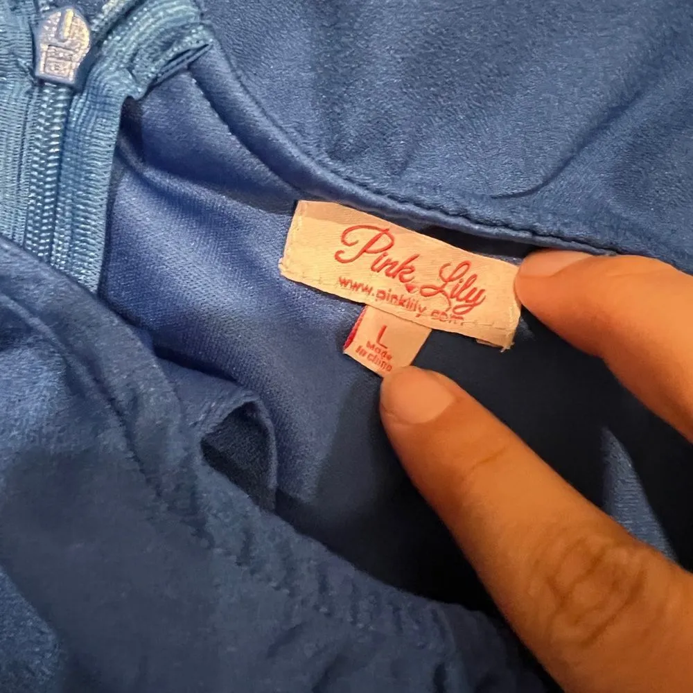 Pink Lily Off the shoulder, royal blue dress L - Image 8