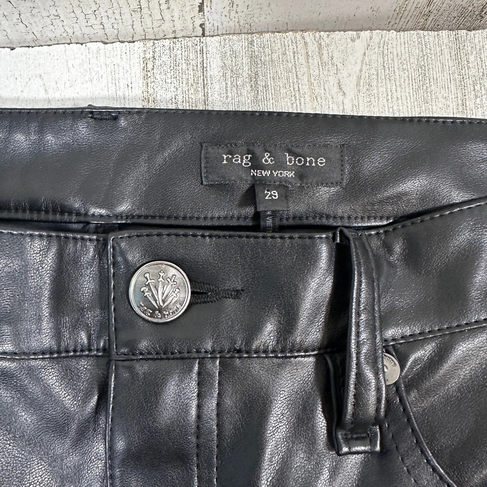 rag & bone Faux Leather Black Pants – Size 29 – Slim Straight Vegan – MSRP $325 - Image 3