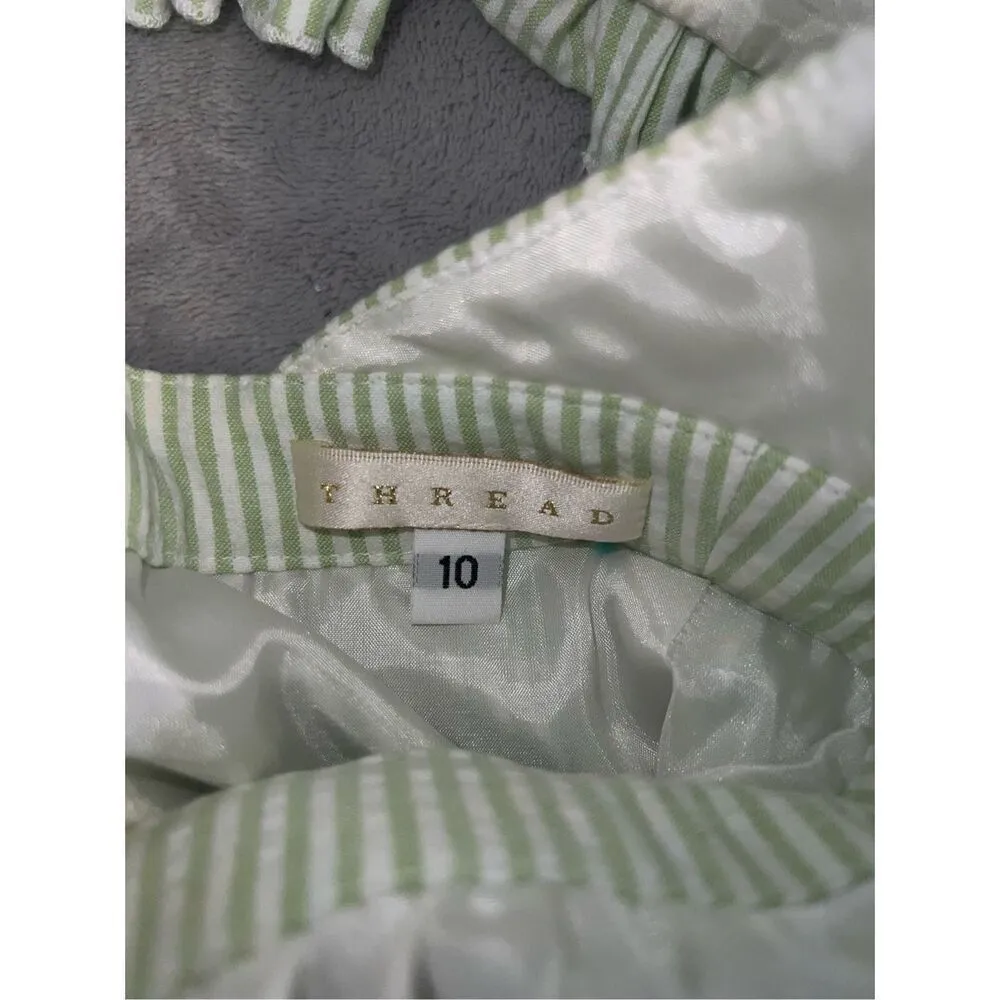 Women’s Mint Green & White Striped Frilly Tank Mini Dress 10 Green - Image 5