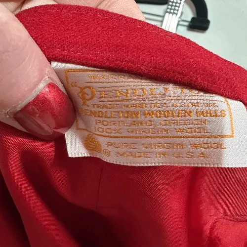Vintage Pendleton Red Virgin Wool Double Breasted Blazer Skirt Set Size‎ XL - Image 6