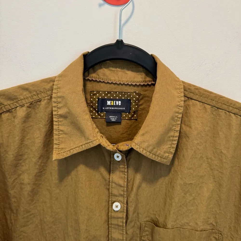 Maeve Bennet Button Down Shirt Sz M by Anthropologie Sz S 100% Cotton in Camel - Image 7