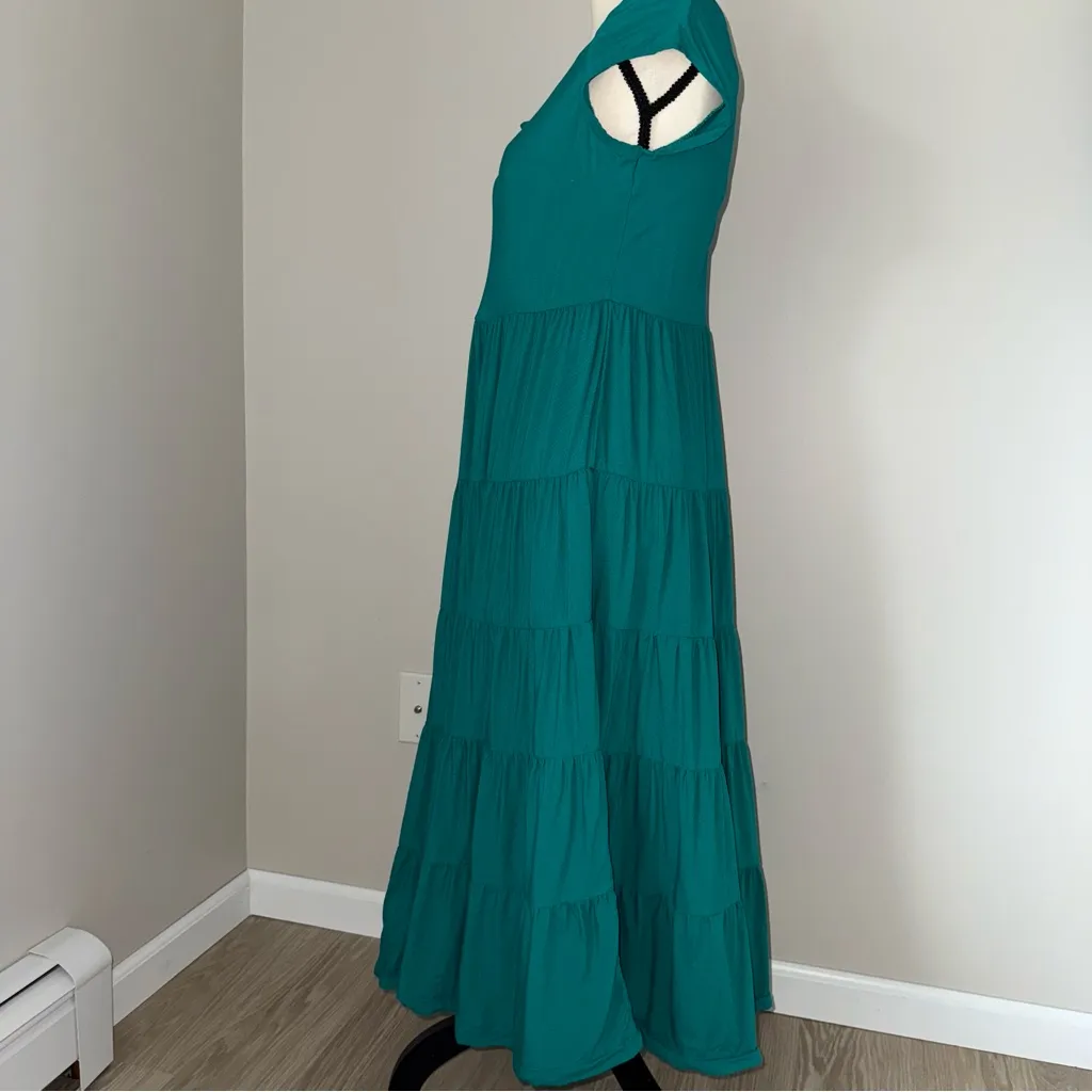 Soft‎ Surroundings Teal Maxi Dress Multi Tier Beachy Petite SM Coastal Cowgirl - Image 3