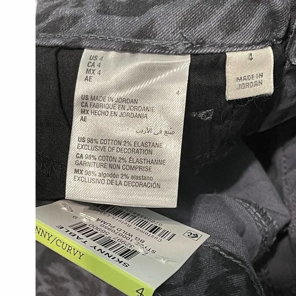 Style & Co Wild Puma Skinny Curvy Jeans Animal Print‎ Colored Denim Black Gray 4 - Image 9