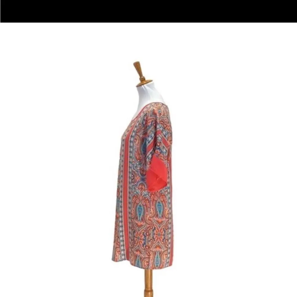 Pink owl boho print dress small - Image 3