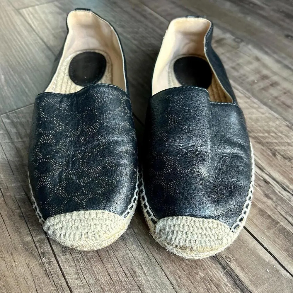 COACH Carley Soft Leather Espadrille Flats Black SIZE 6.5 US - Image 7