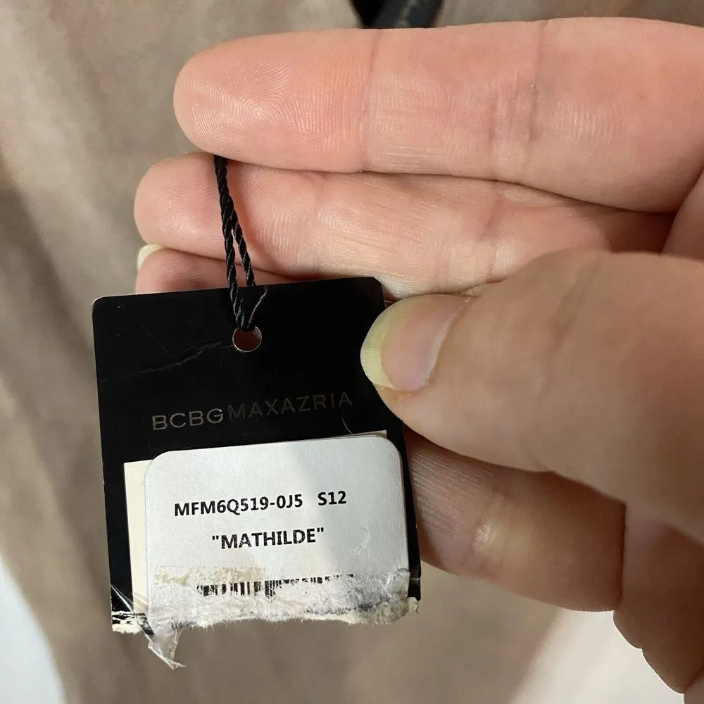 BCBGMAXAZRIA Mathilde Faux Suede V-Neck Shift Mini Dress Size‎ 4 Cocktail Party - Image 10