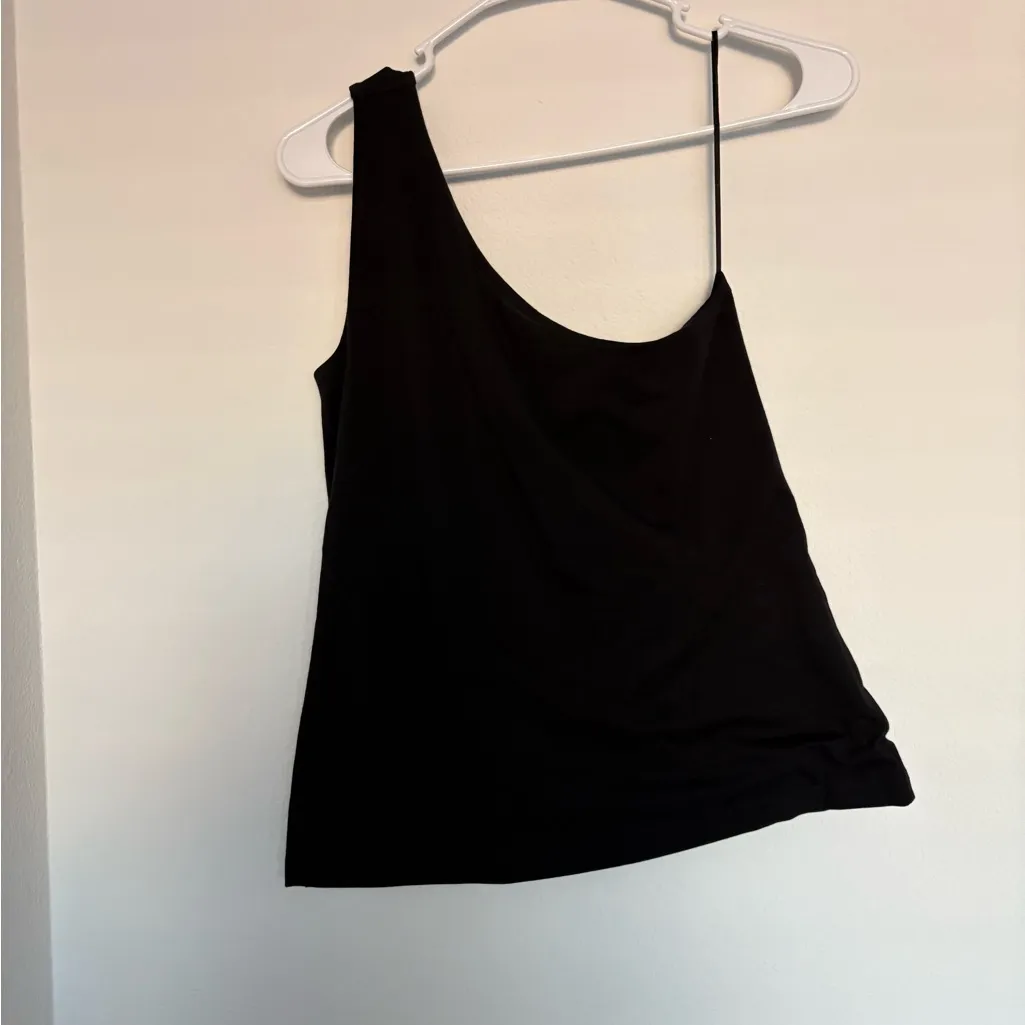 Theory One Shoulder Knot Top Black Size M - Image 2
