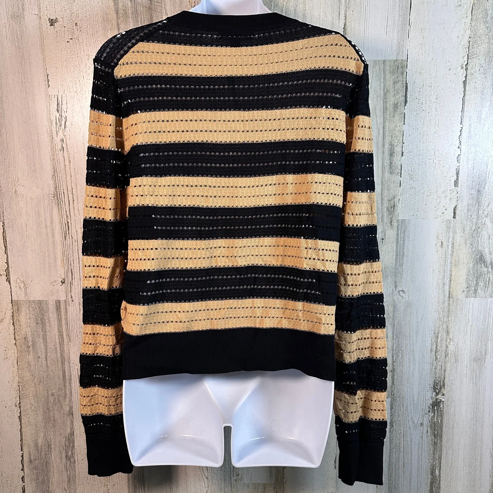 J.Crew Striped Cardigan L | Tan & Black | NWT | Viscose Blend | MSRP $89.50 Size L - Image 2