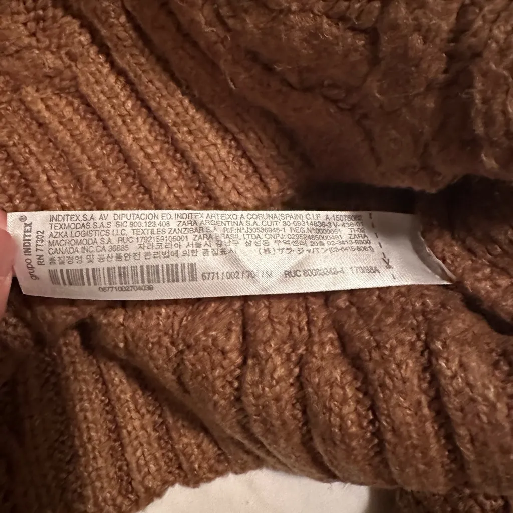 ZARA  Cable Knit Sweater Taupe Brown - Image 15