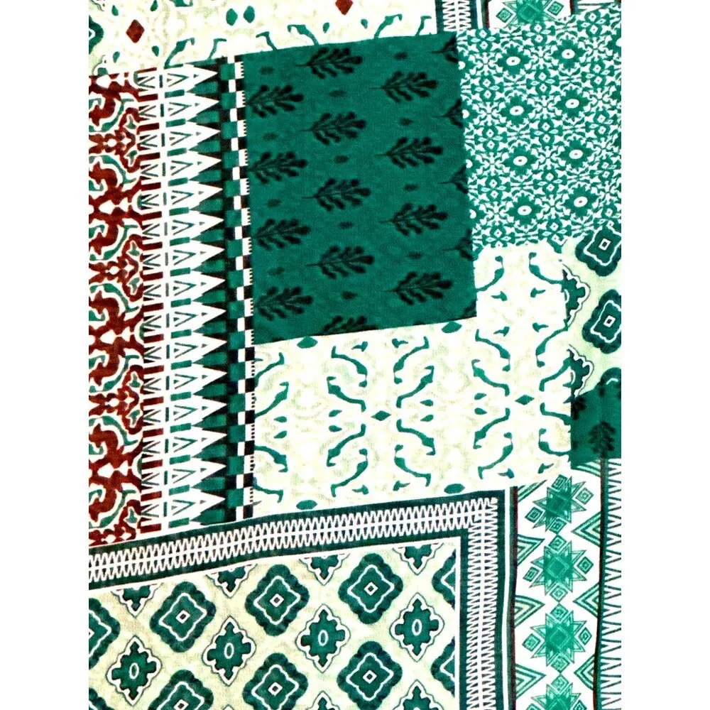 CCC Bohemian Style Patchwork Cape Lightweight Sheer Fabric Elegant Turquoise Whi Green Size XL - Image 8