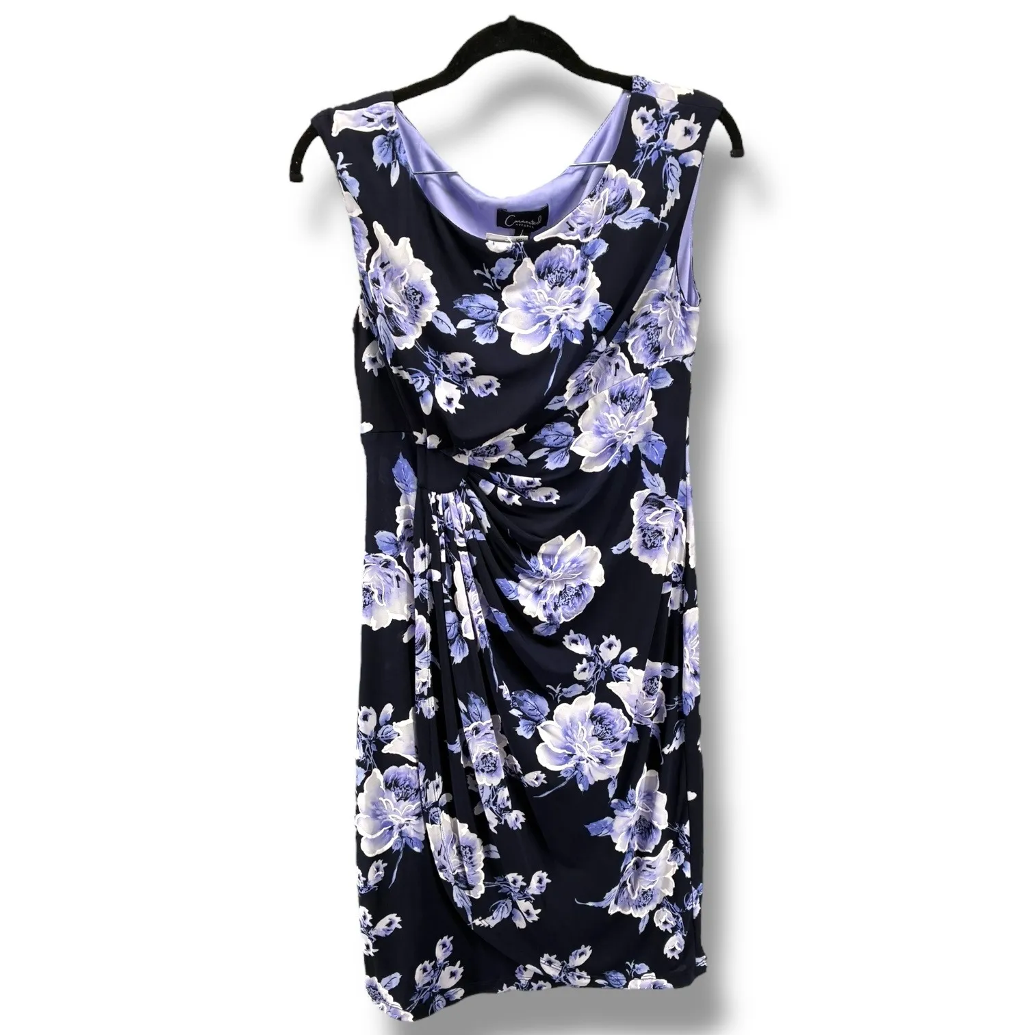 Connected Apparel Petite 8P Periwinkle Floral Draped Ruched Dress NWT - Image 6