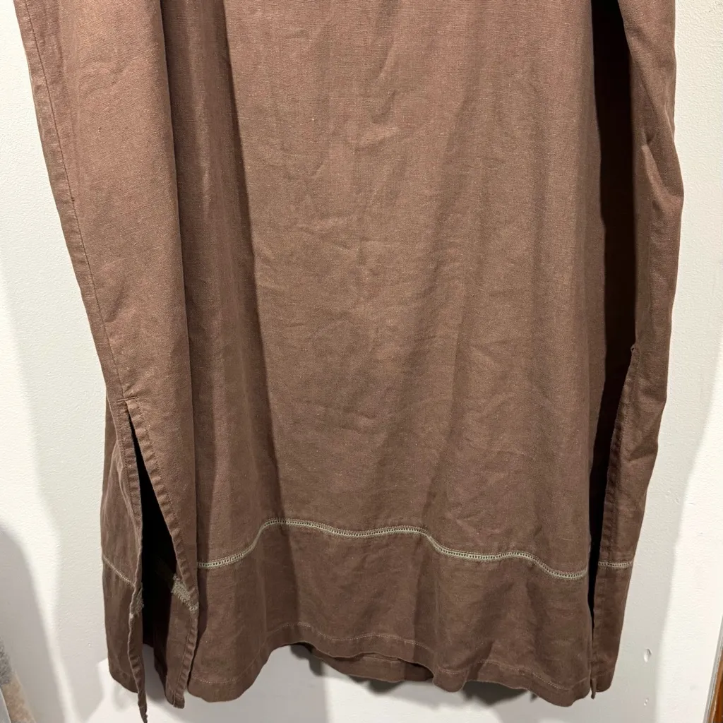 Vintage D.P.S. Woman Light Brown Taupe Linen Blend Dress Size 2X - Image 11