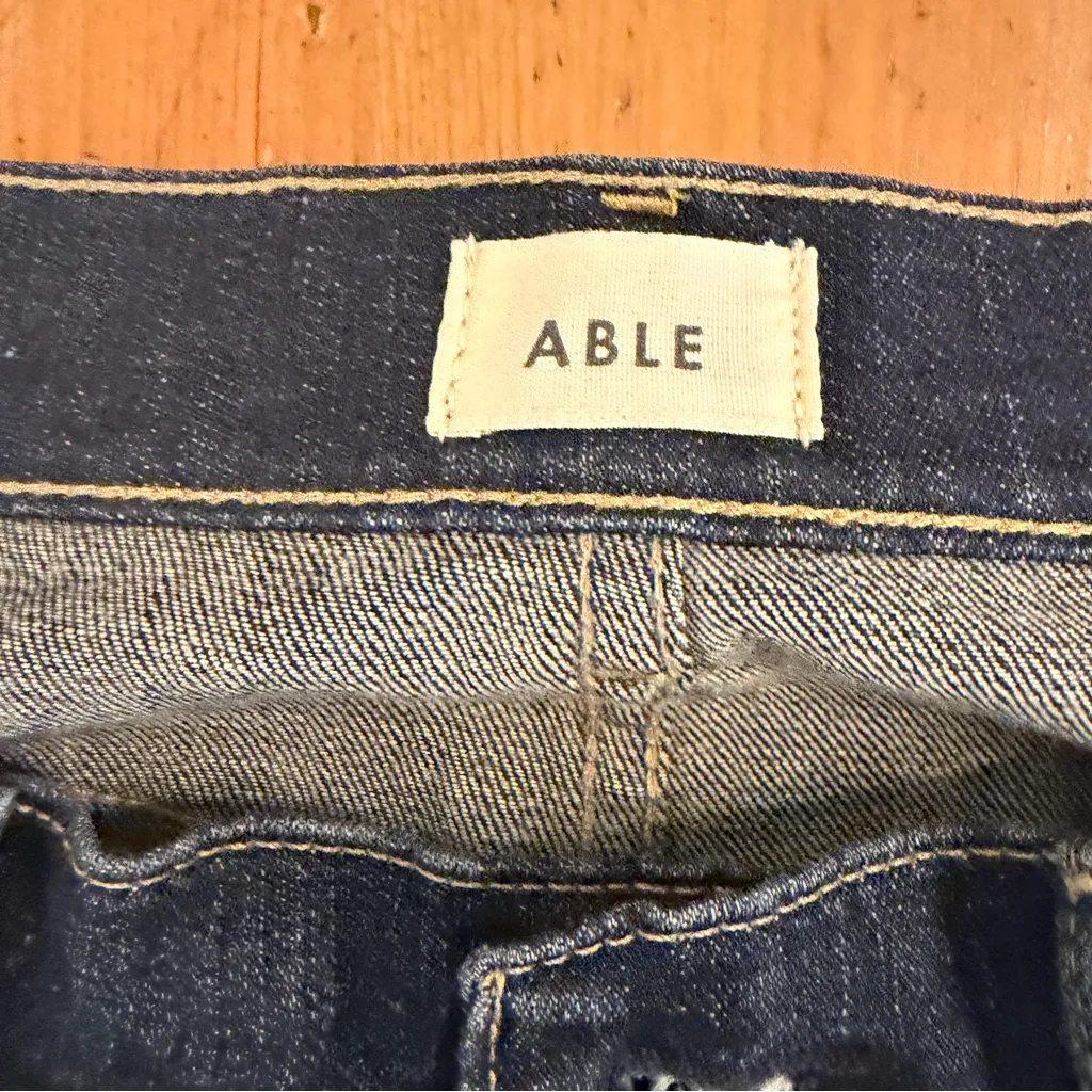 Able The Moto Slouch Mid Rise Jeans Ankle Zip Size 28 Blue - Image 2