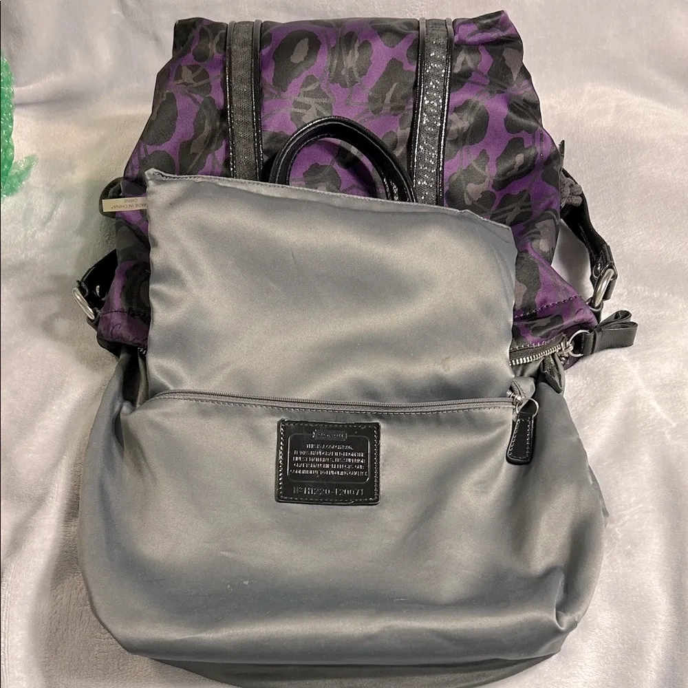 COACH Poppy F20071 “Daisy Ocelot” Purple & Black Women's Handbag - Image 9