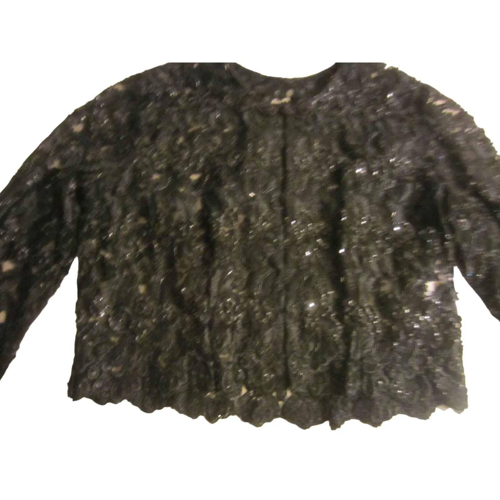 Black Sequin Lace Cropped Jacket KOI Women’s Medium - Image 3