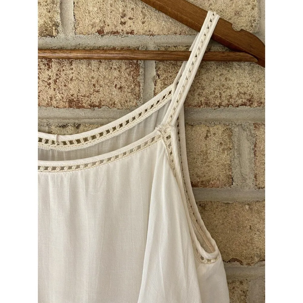 Anine Bing Layered Lace Trim Sleeveless White Mini Dress GUC Minor Flaw M Tiered - Image 9