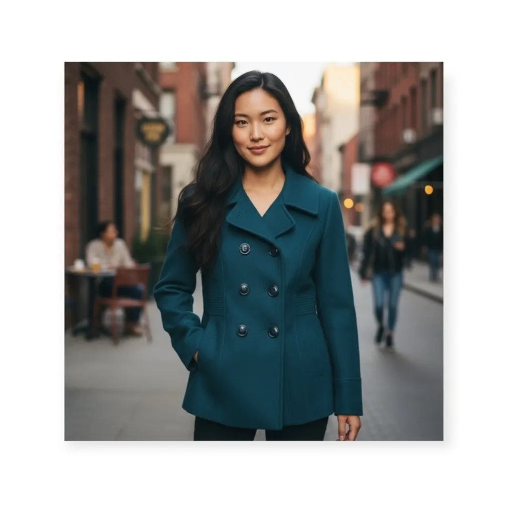 Miss Sixty ☻︎ Wool Double Breasted Pea Coat w/ Stitch Detail ☻︎ Aegean Blue ☻︎ S - Image 2