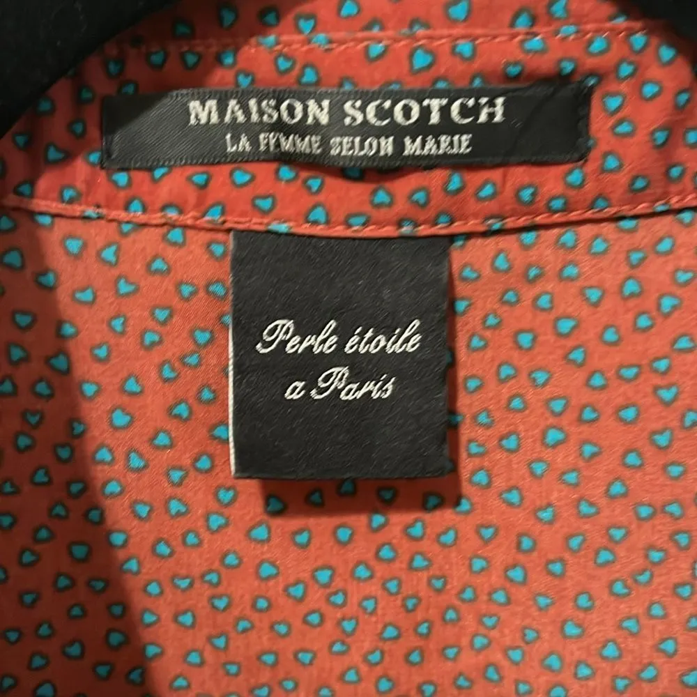 MAISON SCOTCH La Femme Selon Marie Blouse Long Sleeve Button Up Heart, Size 1(4) - Image 5