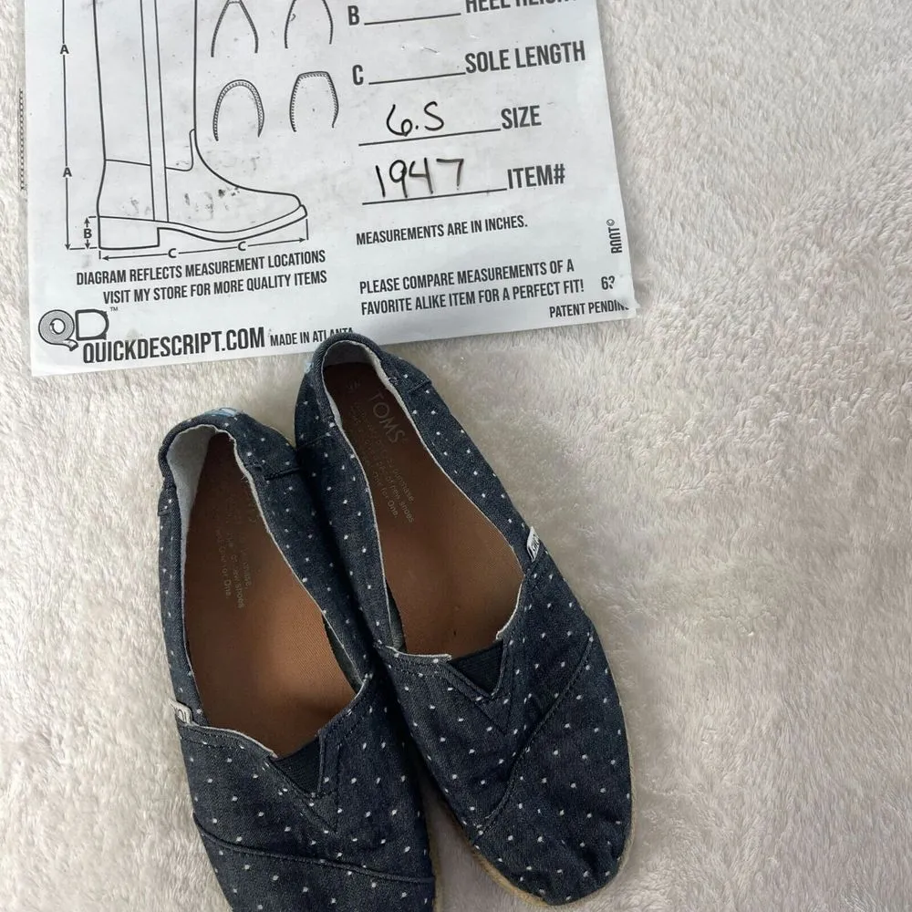 Toms Espadrille Alpargata Dot Chambray‎ Slip On Shoes Womens 6.5 Black Rope Sole - Image 14