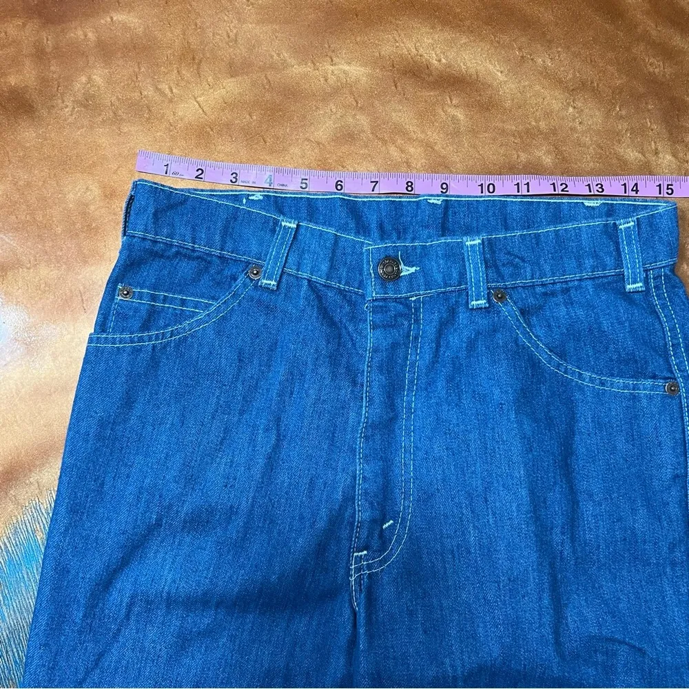 Vintage Levi’s movin on  Blue Denim flare leg Jeans size 31x34 embellished disco - Image 9