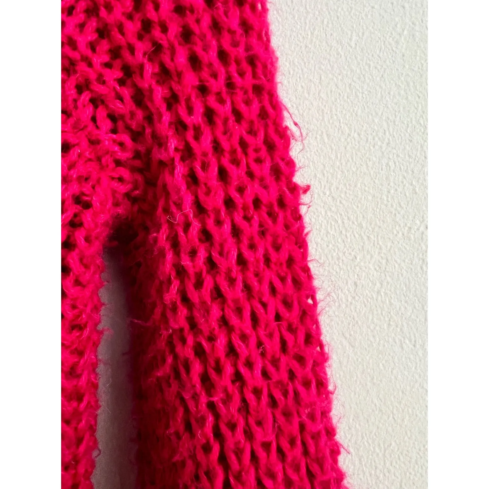 Vintage Abercrombie & Fitch Y2K Loose Knit Long Sleeve Hot Pink Sweater Size: XS - Image 3