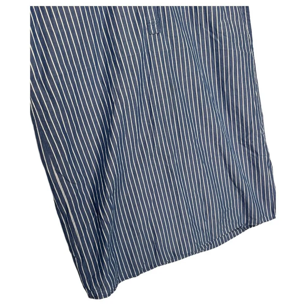 Abercrombie Fitch Dress Womens XS Sleeveless Striped Ruffle Henley Western Blue - Image 2