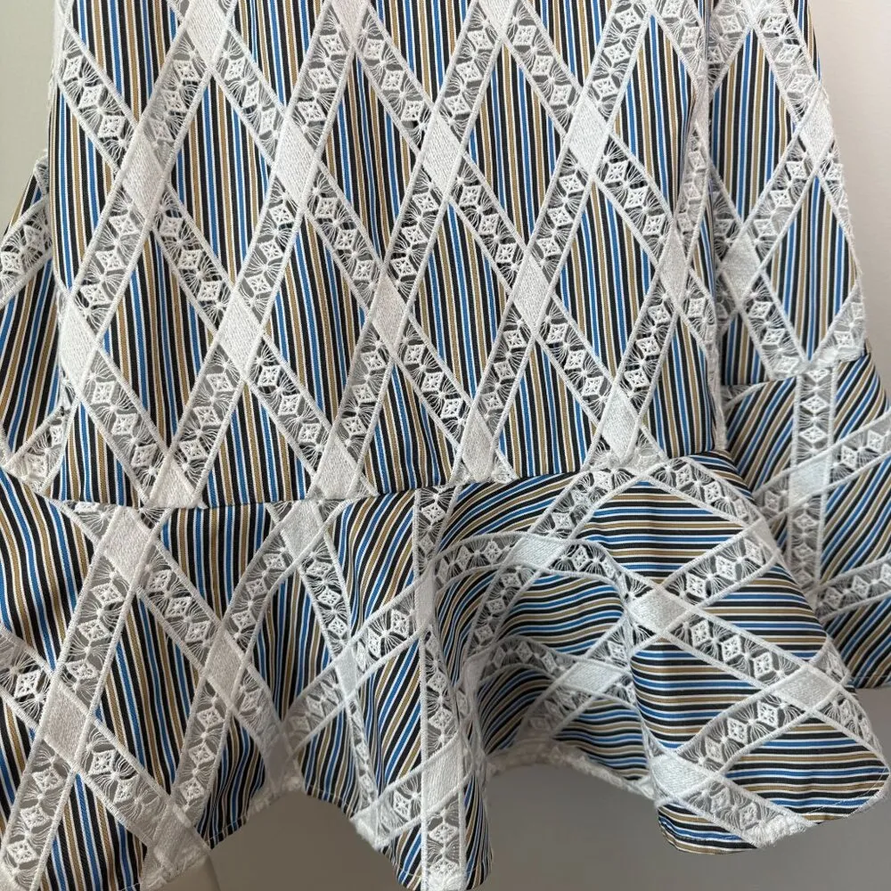 Sandro Dress Illa Cold Shoulder Midi Striped Lace Size EU 36 US 0/2 Wedding - Image 11