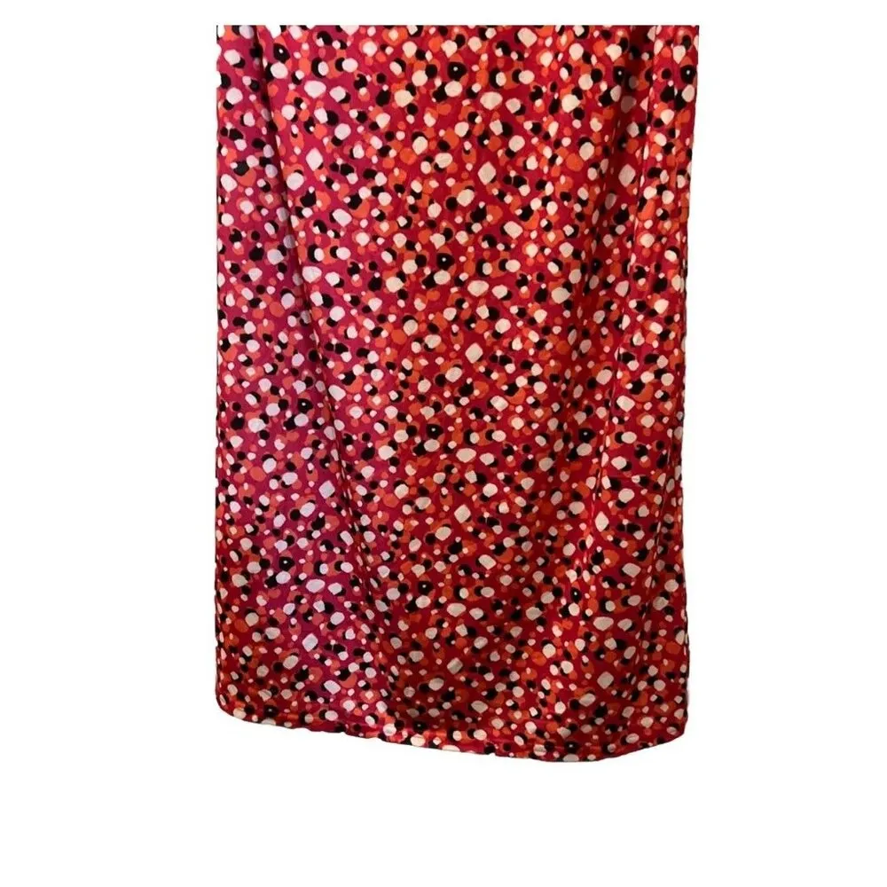2x$18 West Loop Size M Long Dress Multi Dot Mix Print Color Sun Dress, New Red Size M - Image 2