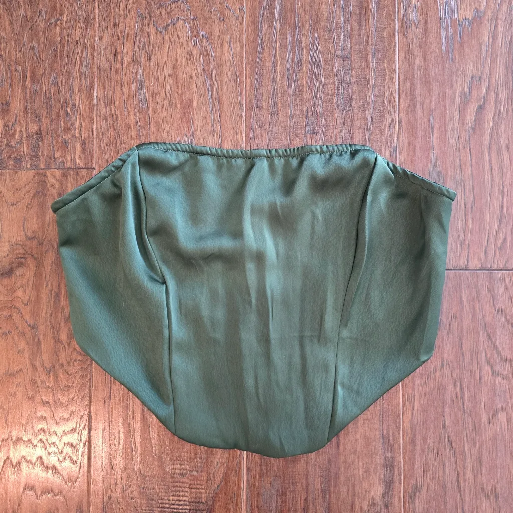 Corset Satin Strapless Women's Size 10 Structured Bandeau NEW Olive Green - Image 2