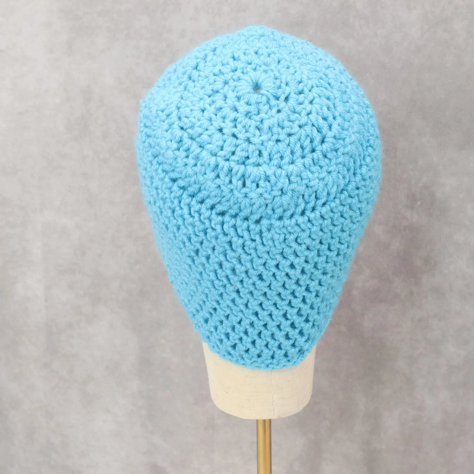 Blue Cable Knit Crochet Y2K Vintage Cottagecore Cozy Beanie Cap Hat OS - Image 4