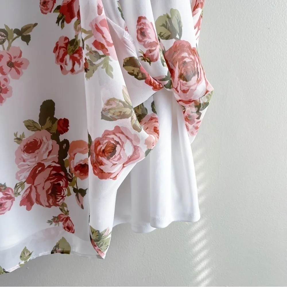 Show Me Your Mumu Birdie Ruffle Mini Dress in Pink‎ & White Floral Print, Small - Image 8