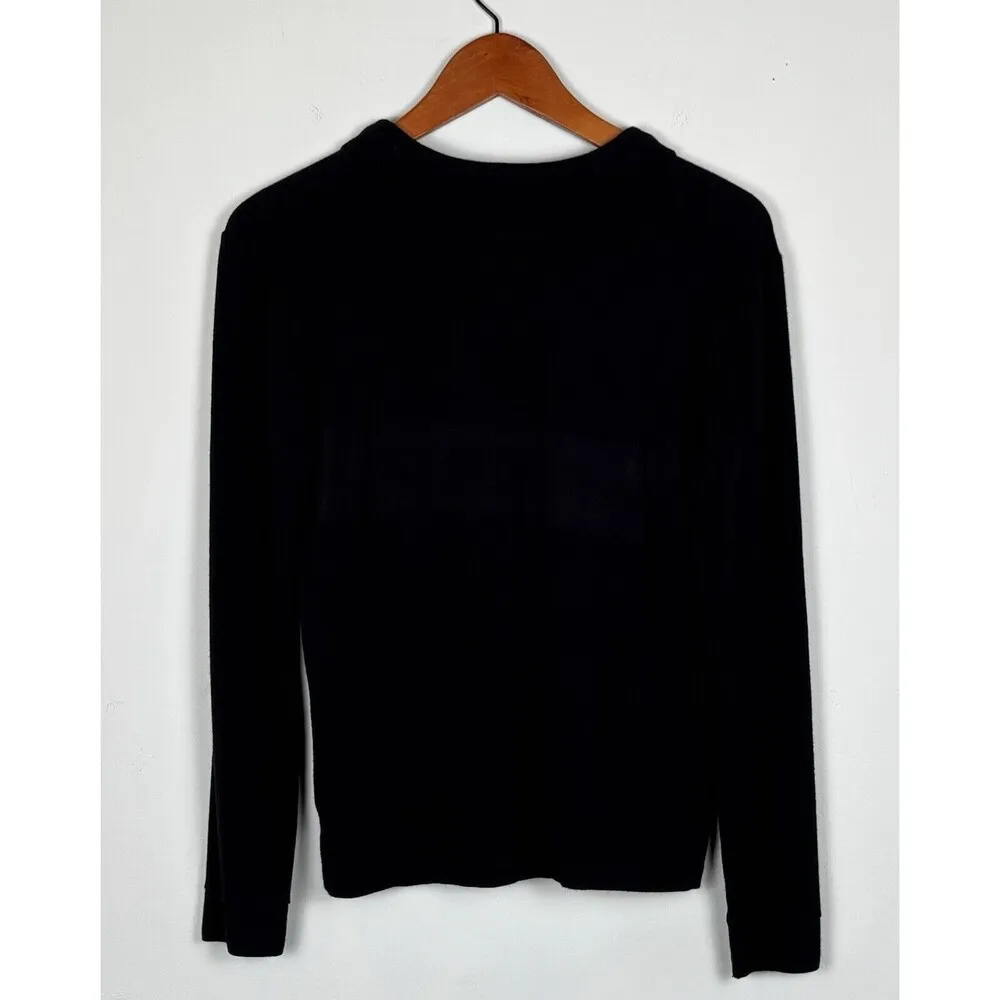 Lauren RL Women's Y2K Black V Neck Goth Dark Academia Pullover Sweater Size PM - Image 3