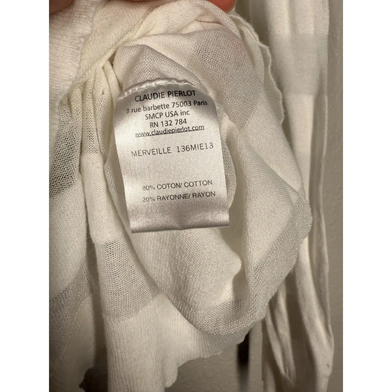 Claudie Pierlot Gauzy White Sweater Womens Sz 1/S Sheer Paris Minimalist - Image 6