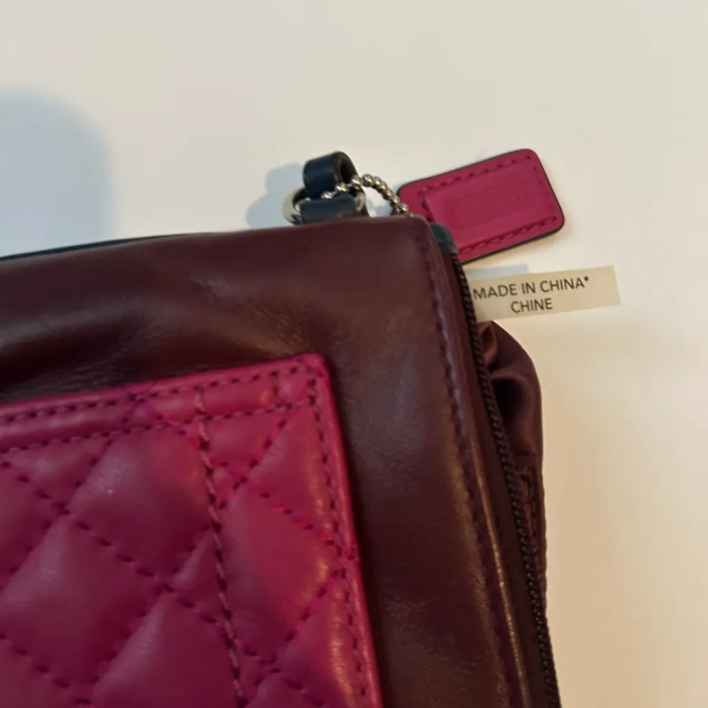 Coach Pink and Brown Quilted Wristlet - Image 5