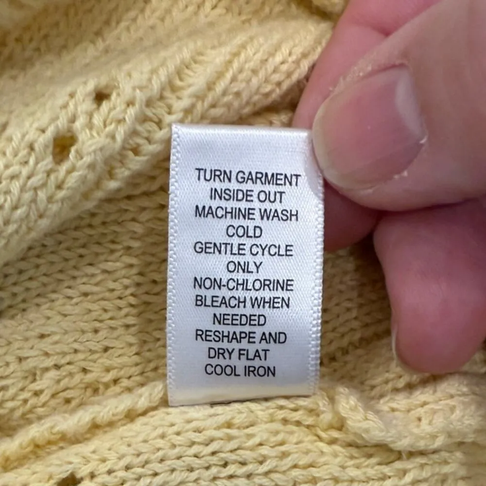 Hazel Moon Tie Front Ribbed Knit Cardigan Sweater Floral Yellow Women's Size XL - Image 7