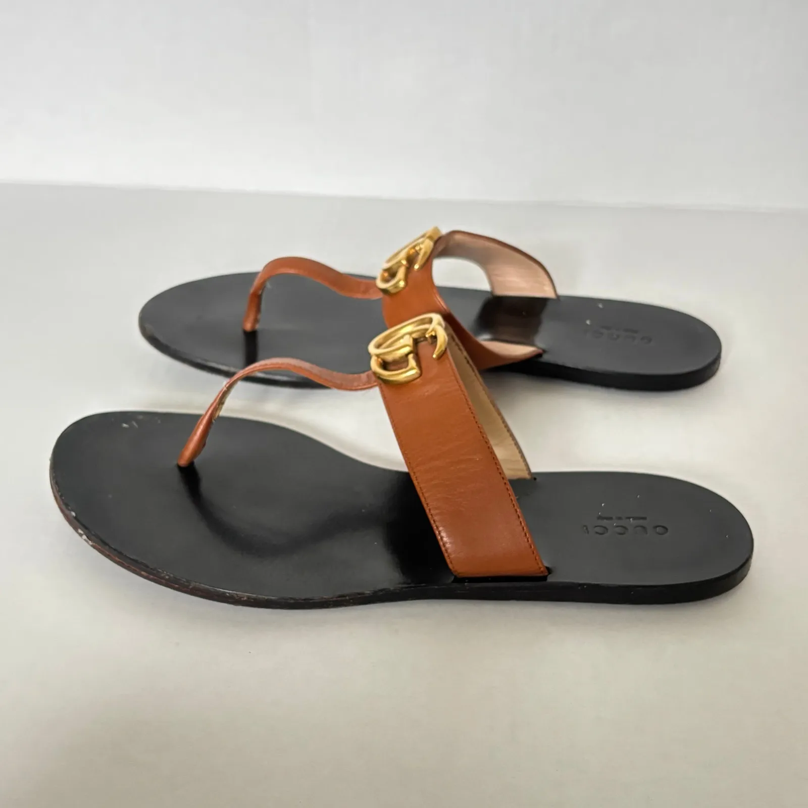 Gucci Marmont GG Thong Sandal Black Brown Slip On Flip Flop Flat Size EU 39 US 9 - Image 5