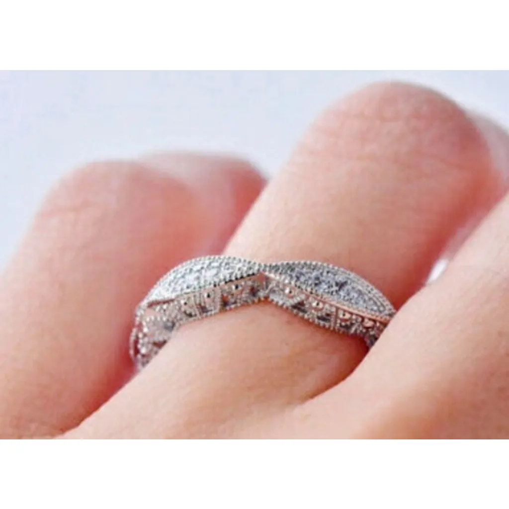 NEW 1 Ct Pretty Pave Simulated Diamond‎ Eternity Wedding Band Ring, Size 10 - Image 6