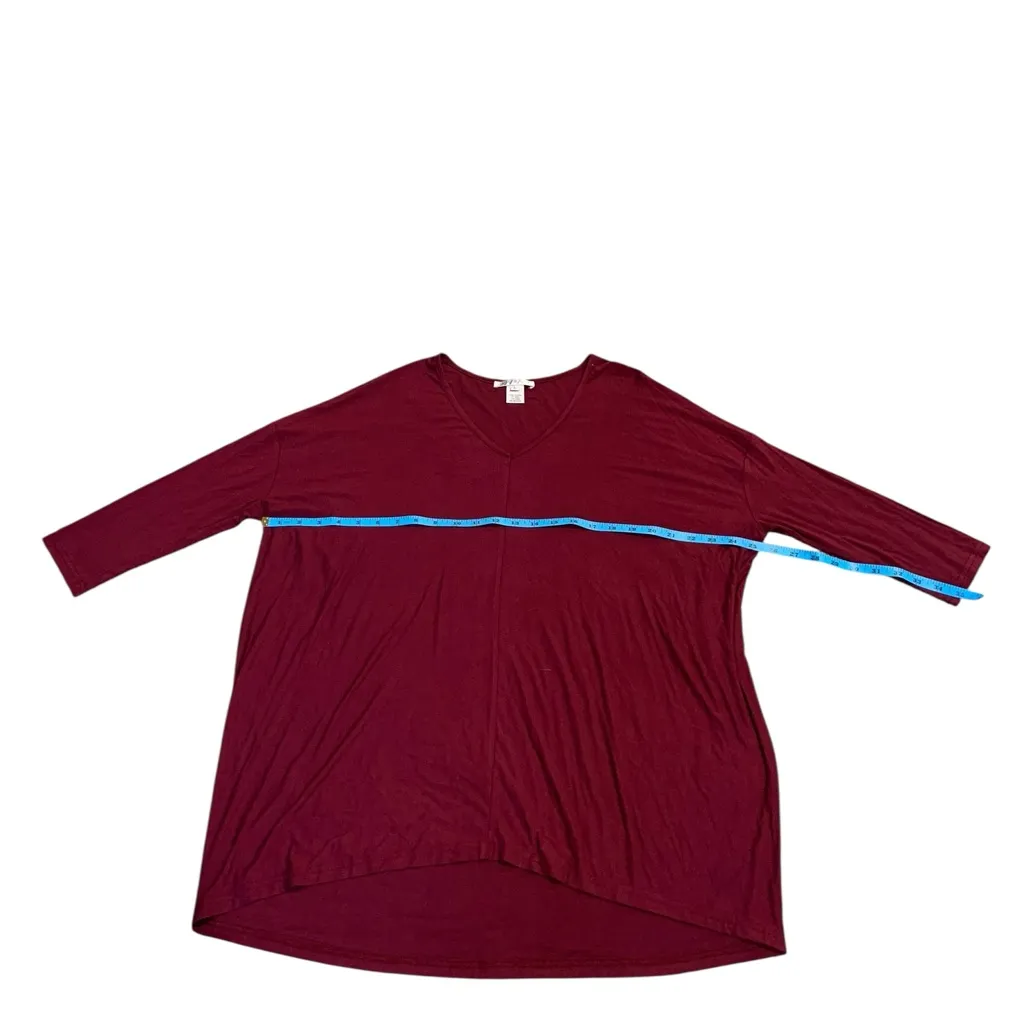 3/$15 JOY JOY red top with cropped sleeves - Image 2